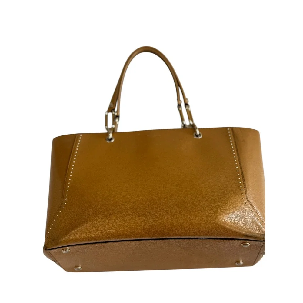 Henri Bendel Tote Bag Womens Large Tan  Studded Leather Shoulder Bag